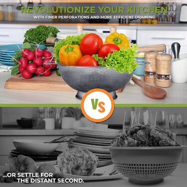 Ситечко LiveFresh з нержавіючої сталі, 4.7 л, з міцними ручками та самоопорожняючим підставкою