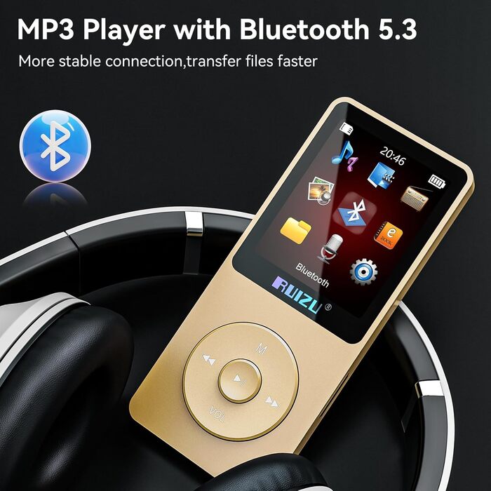 MP3-плеєр 64GB з Bluetooth 5.3, легкий (30г), до 80 годин роботи, 1.8