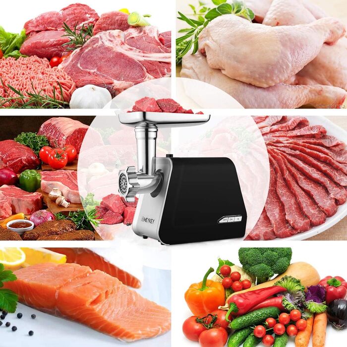 М'ясорубка електрична Nictemaw Profi 2000W з 3 дисками для фаршу та функцією реверсу