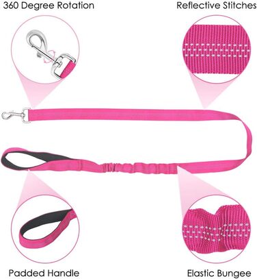 Нашийник для собак від тяги з повідком, анти-тяга, відбиваючий нашийник для цуценят, безпечний нашийник, анти-заплутування, для маленьких та середніх собак та цуценят, чорний (XXS, Рожевий)