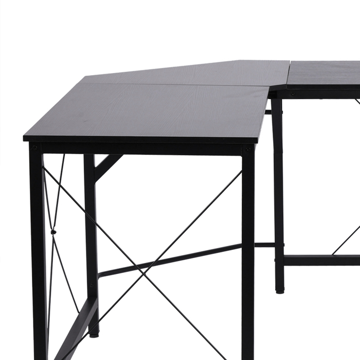 HOMCOM Computer Desk L-Shape Corner Desk 150x150x76cm MDF Black, modern corner desk for office & home office