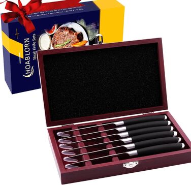 Набір кухонних ножів Hoablorn з бруском 15 предметів. Брусок з акації, міцний магнітний тримач. Ідеальний подарунок на новосілля та весілля (сріблястий)