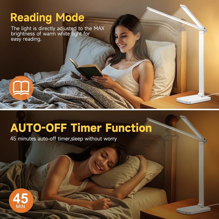 LED лампа для столу One Fire з адаптером, 1000 люмен, 96 LED, диммер, таймер, світлова пам'ять, для дітей, денне світло, для читання