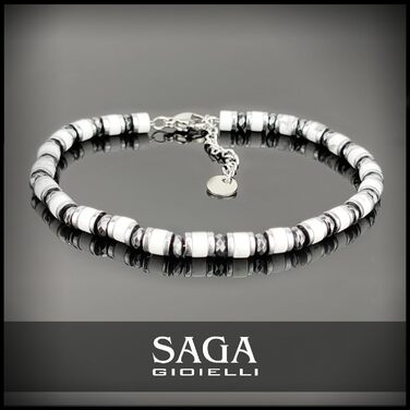 Браслет чоловічий SAGA GIOIELLI з нержавіючої сталі, кольорові сталеві диски, срібний, прозорий