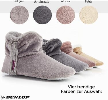 Жіночі зимові капці-чоботики DUNLOP з ефектом пам'яті Memory Foam, теплі плюшеві домашні тапочки протиковзні, темно-сірі (розмір 40 EU)