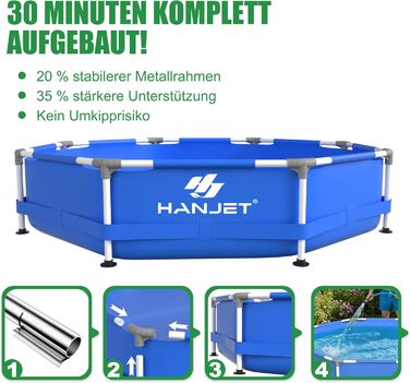 Басейн сталевий каркасний блакитний 305x76 см для дачі та саду