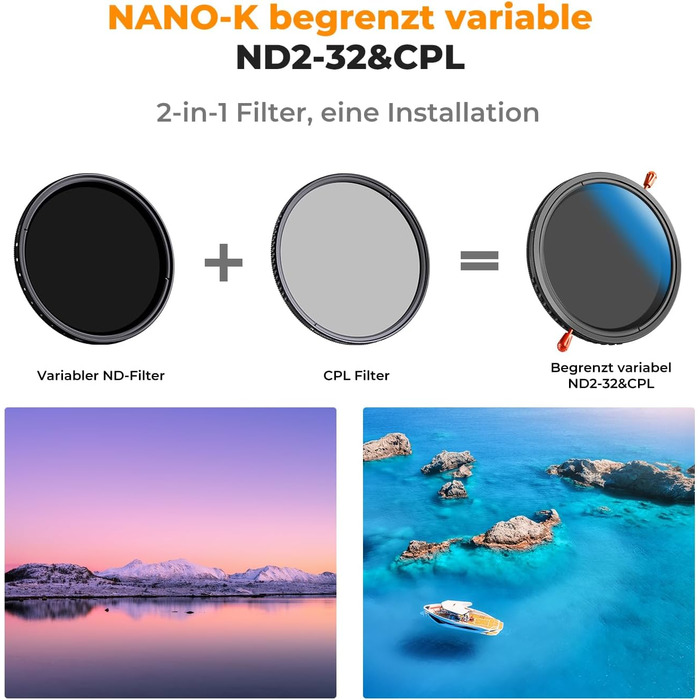 Фільтр K&F Concept Nano-K Serie 2-в-1: ND та CPL (82mm)