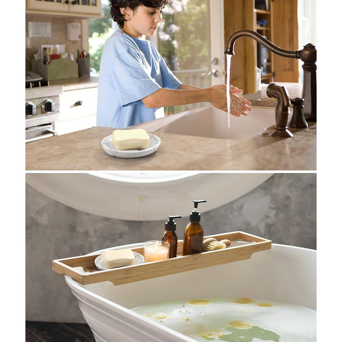 Миска для мила Luxspire з мармуру, овальна. Стійка до подряпин, елегантна мильниця для кухні, ванної кімнати та душу. Колір: кремовий