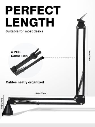 Кріплення для мікрофона FIFINE AM8 - Шарнірний стійкий кронштейн для мікрофона, сумісний з FIFINE Recording XLR/USB мікрофонами, AM8, YOUSHARES, для настільного встановлення