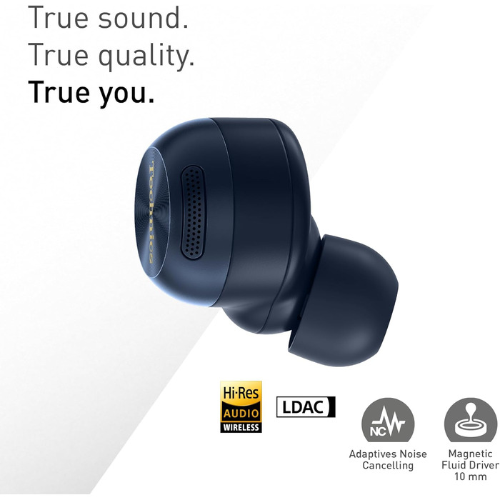 Technics EAH-AZ100E-S Бездротові навушники з активним шумозаглушенням, 10 мм драйвер, Multipoint Bluetooth, Voice Focus AI, комфортні, срібні (Mitternachtsblau)
