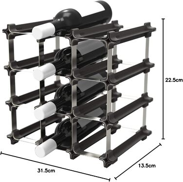 Wine rack, stainless steel, silver, 49.5 x 49.5 cm, 25-unit (9er Small Kit Wine Rack)