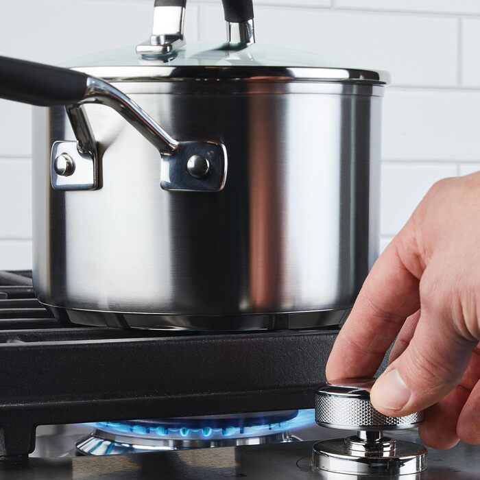 Набір кухонного посуду KitchenAid з нержавіючої сталі, 10 предметів, з полірованою поверхнею (каструля з ручкою 2 літри)