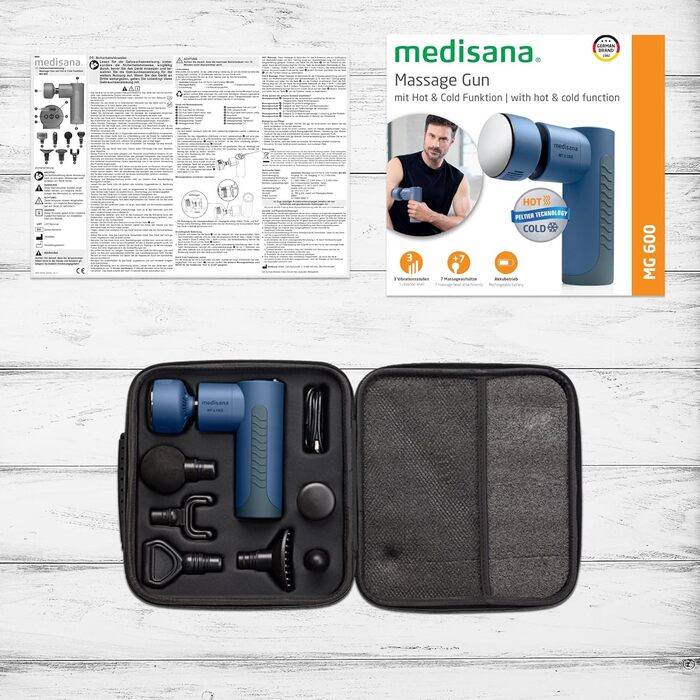 Масажер Medisana MG 200 Mini: 4 насадки, 5 рівнів інтенсивності, Hot & Cold функція