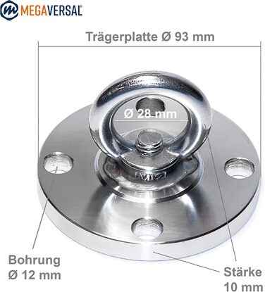 Premium stainless steel bracket up to 250 kg for hanging chair, hammock, boxing bag, sling trainer, yoga cloth, sun sail, nest swing, hammock seat swing: without accessories