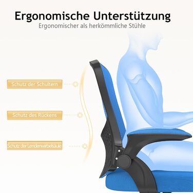 Офісний стіл Bürostuhl: ергономічний крісло з сітчастою спинкою, підтримка попереку, м'яке сидіння, регульована висота, сірий (блакитний, без підголівника)