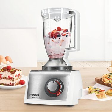 Bosch Compact Kitchen Machine MultiTalent 8 MC812S814, 45 Functions, XXL Mixing Bowl 3.9 L, Mixer 1.5 L, Universal Knife, Whisk, Slice and Grate (fine, coarse), 1250 W, white/stainless steel
