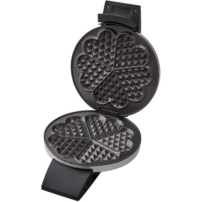 Вафельниця Cloer 1639SR: вафлі у формі серця, діаметр 15,5 см, антипригарне покриття, 930 Вт, індикатор, сталева рама