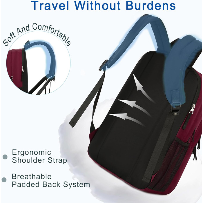 Рюкзак для ноутбука 15.6 дюймів (39,6 см), антикрадійний, для подорожей, роботи, навчання (червоний)