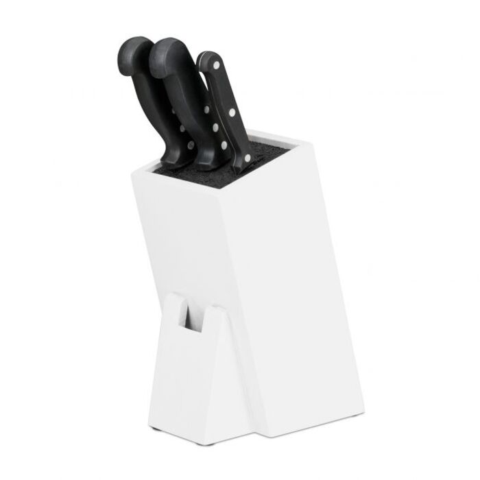 Relaxdays Unassembled Knife Block with Bristles, White
