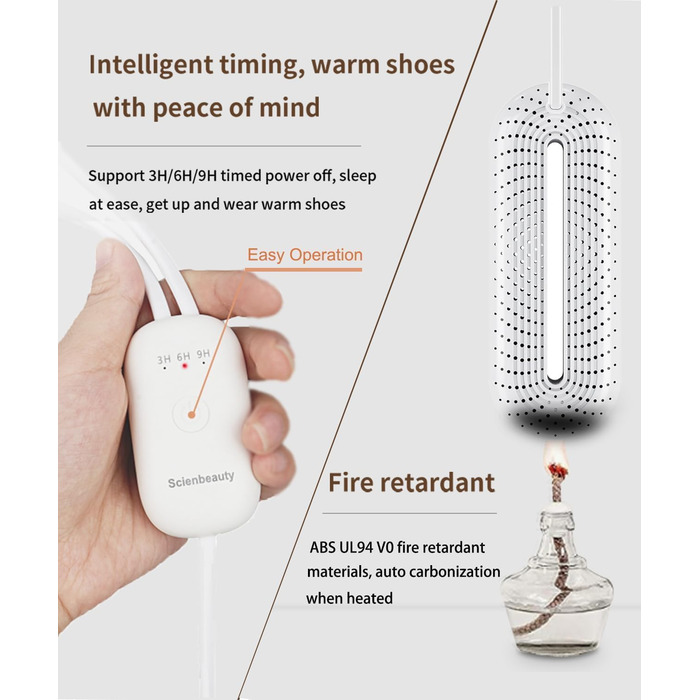 Електричний сушильник для взуття Scienbeauty - сушильник для лижних черевиків, сушильник для взуття, тихий, з таймером