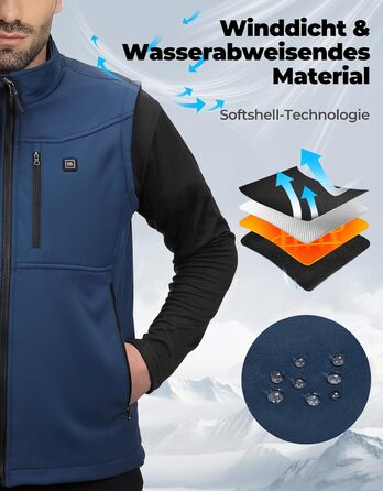 Обогреваемая жилетка KEMIMOTO с функцией App, для мужчин и женщин, с аккумулятором 10000mAh, 4 зоны обогрева, для мотоцикла, катання на лижах (Синій, L)