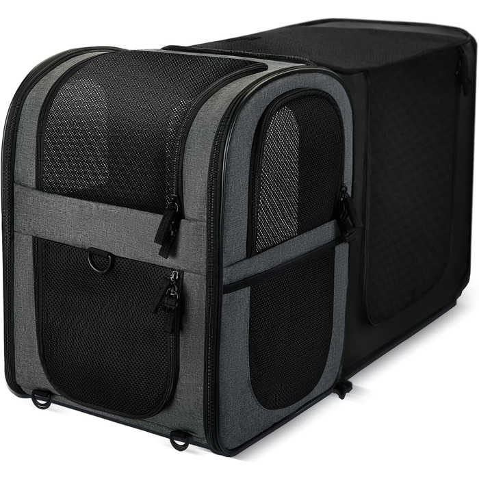 Рюкзак для собак та котів Apollo Walker - для маленьких тварин (2-15 кг), з підтримуючим каркасом, дихаючий, розширюваний, сірий