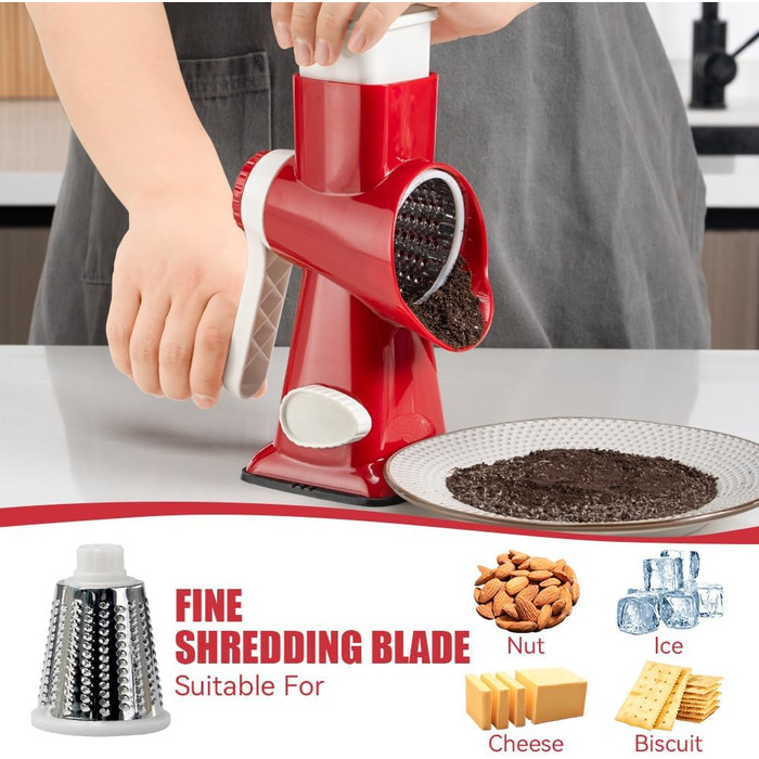 Трояк KEOUKE з ручкою: для сиру, овочів, горіхів, шоколаду. 3 змінні леза, червоно-білий