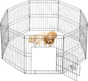 Yaheetech 8-Panel Folding Dog Playpen - 61cm High, Indoor/Outdoor Pet Pen with Door, Flexible & Portable, Easy Assembly - Suitable for Dogs, Cats, Puppies, Rabbits