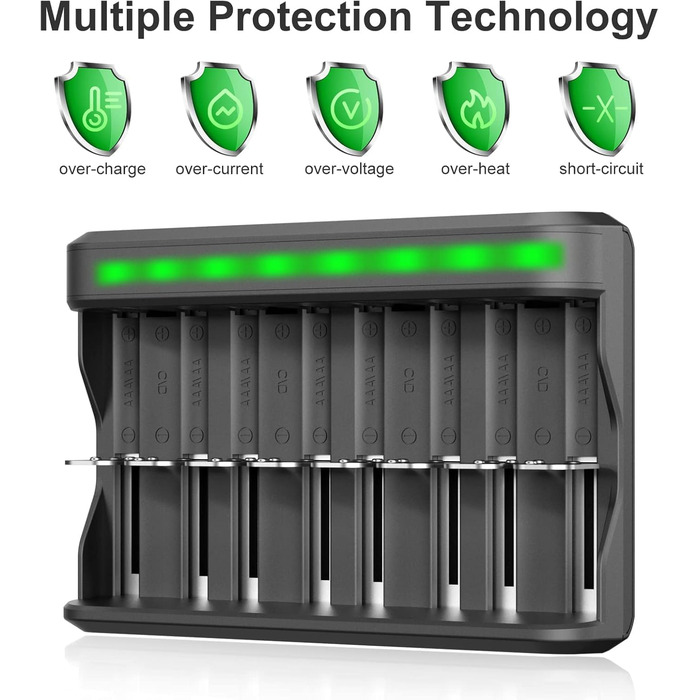 Універсальний зарядний пристрій для акумуляторів BONAI з LED-індикатором, інтелектуальний зарядний пристрій для AA AAA C D NI-MH акумуляторів
