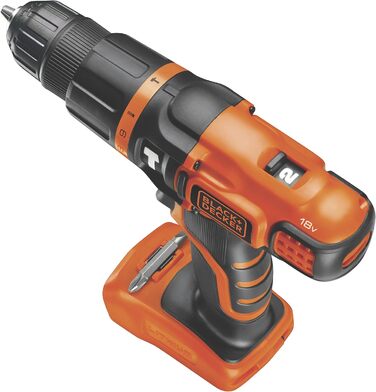 Акумуляторний ударний дриль-шуруповерт Black+Decker BDCH188N (18V, 2 швидкості, патрон 10 мм, регулювання крутного моменту, подвійний біт, без акумулятора та зарядного пристрою)