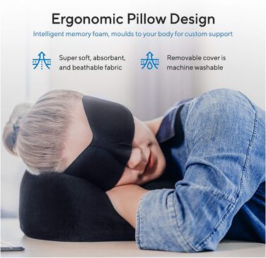 ProGlobe Travel Pillow Set - Memory Foam Neck Pillow for Flights with Sleep Mask, Earplugs, Blanket & Carry Bag