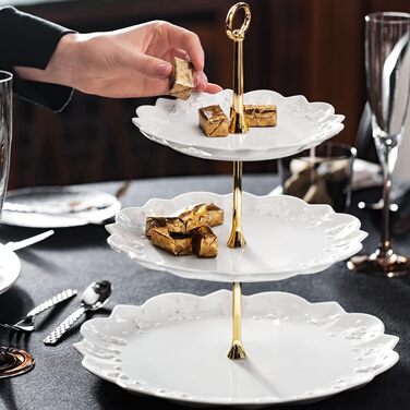 Декоративна етажерка Villeroy & Boch Toys Delight Royal Classic з преміум порцеляни, біла, для печива, випічки та тістечок