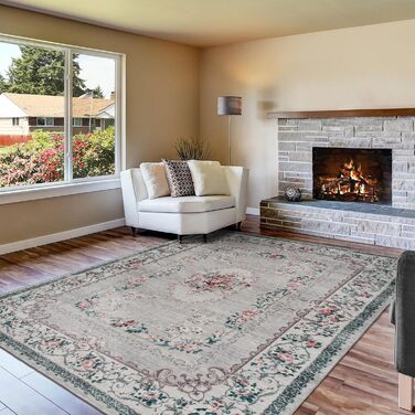 Килим TALETA для вітальні, спальні, офісу: вінтажний, квітковий, сірий, 160 x 230 см