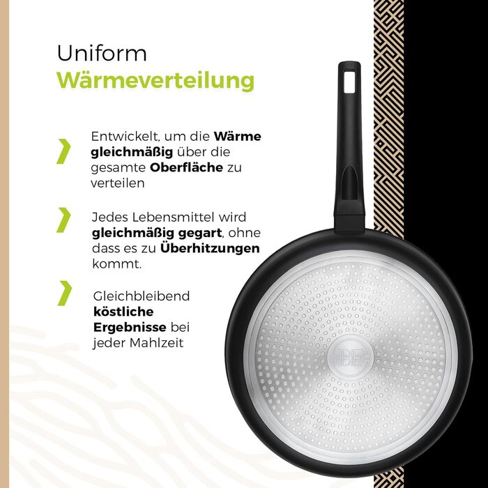 Набір сковорідок Be Living Delight 4 шт. (20/24/28 см + Вок 28 см з кришкою), антипригарне покриття з кераміки, для індукційних плит, без PTFE та PFOA, чорний