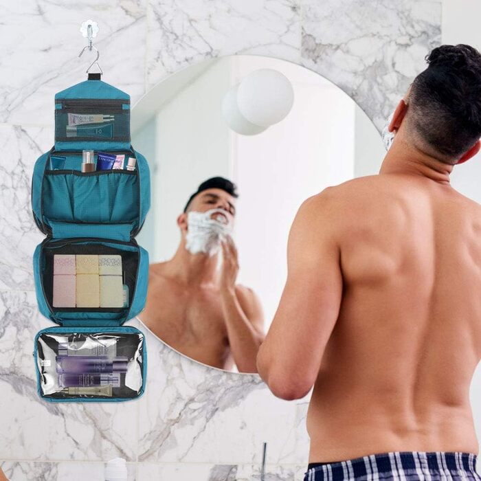 Сумка-органайзер для ванну Jieei, водонепроникна, для чоловіків та жінок, з 4 відділеннями, складна, компактна (L-зелений, L)