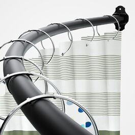 Вигнута регульована штанга для душової завіси, 101,6–182,9 см, нержавіюча сталь, розширювана, алюміній, кругла, міцна, для ванної/душу, чорна, монтаж з свердлінням, 40-72 дюйми, чорний