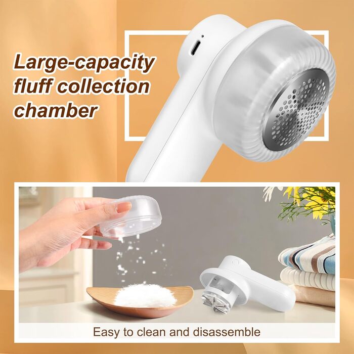 Електричний видалення ворсу ELZO - портативний, бездротовий, з LED-дисплеєм, 3 швидкості, 2 змінні насадки, для одягу, ковдр, білий