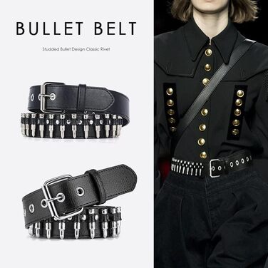 Пряжка з шипами, металевий панк-ремень з яскравими пірамідними шипами для жінок та чоловіків (Чорний, Білий)