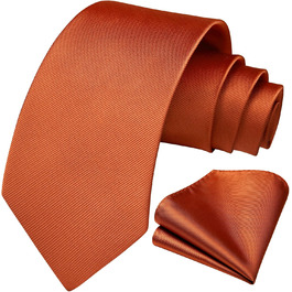 Краватка та нагрудна хустинка Enlision Solide для чоловіків, однотонні, різні кольори (L- Gebranntes Orange)