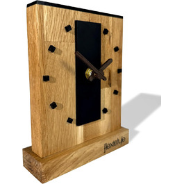 FLEXISTYLE Modern Stand Clock Small Made of Oak Wood Living Room Bathroom, Schwarz/Oak, Black (Style 11)