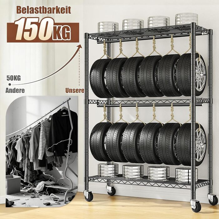 Вішалка для одягу на коліщатках 90x40x200 см, вантажопідйомність 150 кг, 2 висувні штанги, регульована полиця, великий об'єм для зберігання одягу, стабільна та мобільна