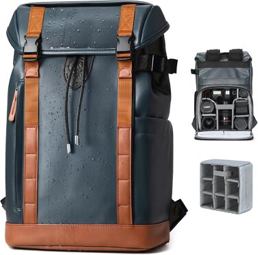 TARION Рюкзак для фотоапарата Kaera: водонепроникний рюкзак для фотокамери, рюкзак з відділенням для ноутбука 14 дюймів, рейнкавер (зелений, синій, M)