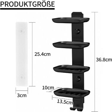 GAGUIUP Self-Adhesive Soap Dish for Shower, Bathroom, Soap Holder, Wall Mount - Stainless Steel, Black