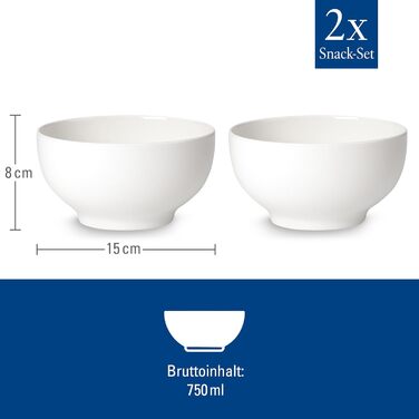 Набір кавових чашок Villeroy & Boch For Me 2 шт. 290 мл білий, порцеляна, для кави та чаю, можна мити в посудомийній машині та використовувати в мікрохвильовці