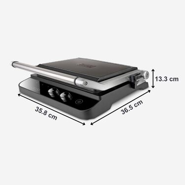 Електричний гриль та контактний гриль Black+Decker BXGR2200E 2200W - 2 у 1, LCD-дисплей, 29x26 см