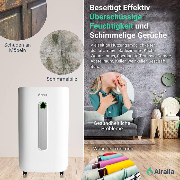 Електричний осушувач повітря AIR-DH20, 20 л/день, з підключенням до каналізації, об'єм бака 6,5 л, продуктивність 195 м³/год, для приміщень до 40 м²