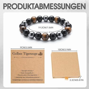 Браслет з тигровим оком та чорним турмаліном: захист, оберіг, подарунок для друзів, чоловіка, батька (еластичний)