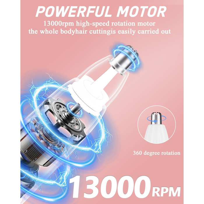 Електричний жіночий гірчак для інтимної зони 5-в-1 - для тіла, бікіні, брів та носа, IPX7, вологостійкий, білий