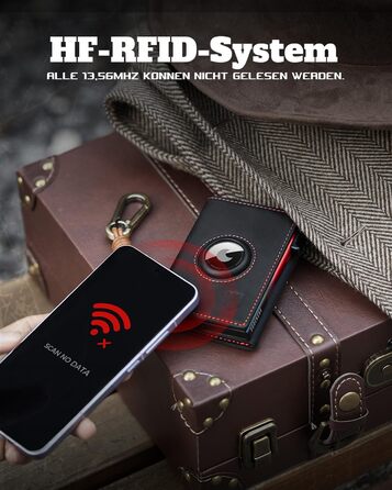 Портмоне Dodenša MagSnap для чоловіків з RFID захистом, відділенням для AirTag, картхолдером та відділенням для монет (Чорний/Червоний)