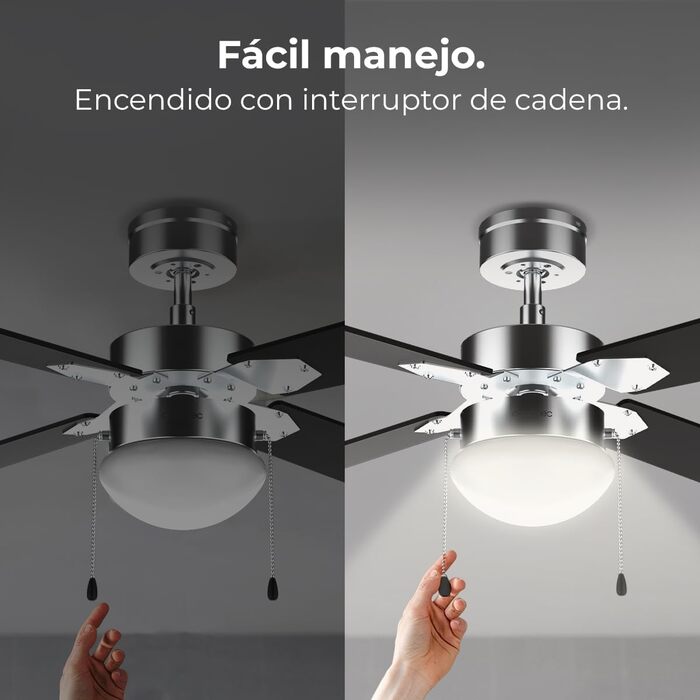 Стеляний вентилятор Cecotec EnergySilence Aero 450 IronBlack з підсвічуванням, 50W, діаметр 106 см, 3 швидкості, 4 лопаті, режим Зима/Літо